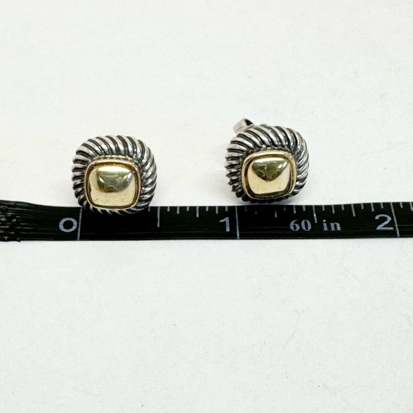 David Yurman .925/14K Gold Dome Petite Albion Stud Earrings - Picture 8 of 8